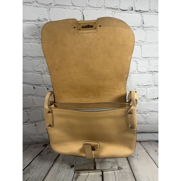 Ferragamo Leather Small Purse Wooden Closure Tan Vintage Authentic - Picture 11 of 15